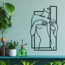Elegant Girl Line Metal Wall Art: Modern Decorative Mural for Bedroom & Bathroom