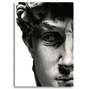Nordic Black and White David Head Sculpture Printed Canvas - What A Decor
