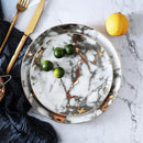 Marble Plates Ceramic Dinner Set Gold Inlay - What A Decor