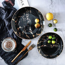 Marble Plates Ceramic Dinner Set Gold Inlay - What A Decor