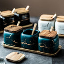 Nordic Style Marble Pattern Ceramic- Spice Jar - What A Decor