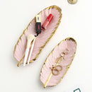 Luxury Ceramic Platter Tray with Gold Rim- Leaf Shape - What A Decor