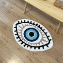 White Evil Eye Rug Bath Mat Non-Slip Kitchen Mat Absorbent Tufted Kids Bathroom Washable Eye Shaped Shaggy Floor Carpet for Pets
