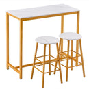 Paris Table and Bar Stool Golden Paint (Three Pieces Set) - What A Decor