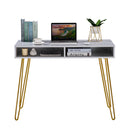 White Marble Iron Foot Computer Table