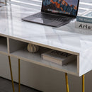 White Marble Iron Foot Computer Table