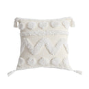 White Tufted Handmade Pillow Case With Tassel