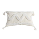 White Tufted Handmade Pillow Case With Tassel