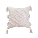 White Tufted Handmade Pillow Case With Tassel