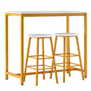 Paris Table and Bar Stool Golden Paint (Three Pieces Set) - What A Decor