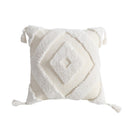 White Tufted Handmade Pillow Case With Tassel