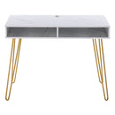 White Marble Iron Foot Computer Table