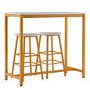 Paris Table and Bar Stool Golden Paint (Three Pieces Set) - What A Decor