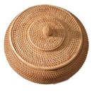 Hand-Woven Round Rattan Storage Box with Lid