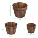 Wooden Pot Set Of Three- Outdoor Reinforced And Anticorrosive