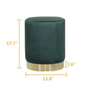 Storage Velvet Ottoman  Round Stool with Golden Steel Base - What A Decor