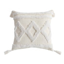 White Tufted Handmade Pillow Case With Tassel