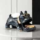 Resin French Bulldog Statue Tissue Holder with Storage Box