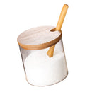 Glass Spice Jars Storage Containers with Wooden Spoon and Bamboo Lid