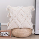 White Tufted Handmade Pillow Case With Tassel