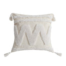 White Tufted Handmade Pillow Case With Tassel