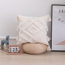 White Tufted Handmade Pillow Case With Tassel