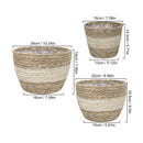 3Pcs Woven Flower Pot Durable Natural Flower Pot Planter Decoration
