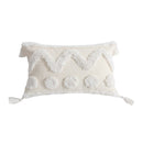 White Tufted Handmade Pillow Case With Tassel