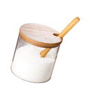 Glass Spice Jars Storage Containers with Wooden Spoon and Bamboo Lid