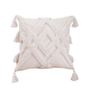 White Tufted Handmade Pillow Case With Tassel