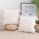 White Tufted Handmade Pillow Case With Tassel