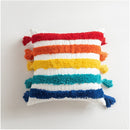 Colourful Rainbow Embroidery Cushion Cover with Tassels Fringe