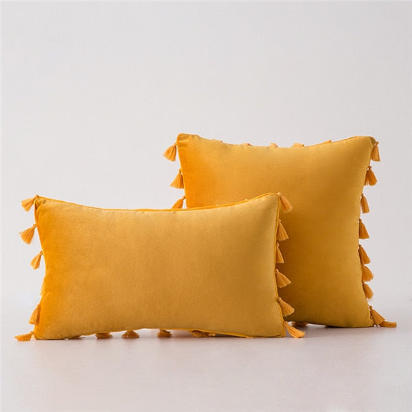 Velvet Tassels CushionCover Pillow Cover