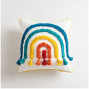 Colourful Rainbow Embroidery Cushion Cover with Tassels Fringe