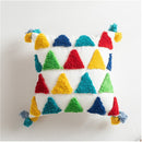 Colourful Rainbow Embroidery Cushion Cover with Tassels Fringe