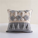 Tufted Linen Cushion Cover with Tassel
