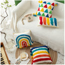 Colourful Rainbow Embroidery Cushion Cover with Tassels Fringe