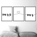 Mr Mrs Family Wall Art Canvas Poster Minimalist - What A Decor