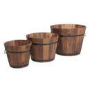 Wooden Pot Set Of Three- Outdoor Reinforced And Anticorrosive