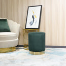 Storage Velvet Ottoman  Round Stool with Golden Steel Base - What A Decor