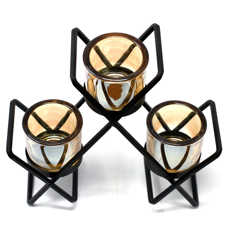 Iron Centrepiece Candle Holder - 3 Cup Triangle - What A Decor