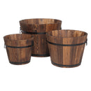 Wooden Pot Set Of Three- Outdoor Reinforced And Anticorrosive