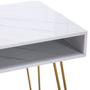White Marble Iron Foot Computer Table
