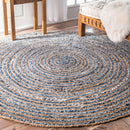 Round Jute and Recycle Denim Rug - What A Decor