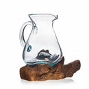 Molten Glass on Wood- Water Jug- Handcrafted in Bali - What A Decor