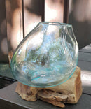 Molten Glass on Wood- Medium Bowl- Handcrafted in Bali - What A Decor