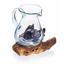 Molten Glass on Wood- Water Jug- Handcrafted in Bali - What A Decor