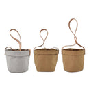 Kraft Paper Hanging Flower Pots With Faux-Leather Hand Strap