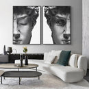 Nordic Black and White David Head Sculpture Printed Canvas - What A Decor