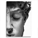 Nordic Black and White David Head Sculpture Printed Canvas - What A Decor